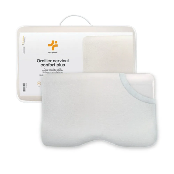 Oreiller ergonomique Confort Plus mémoire de forme double taie bambou coton