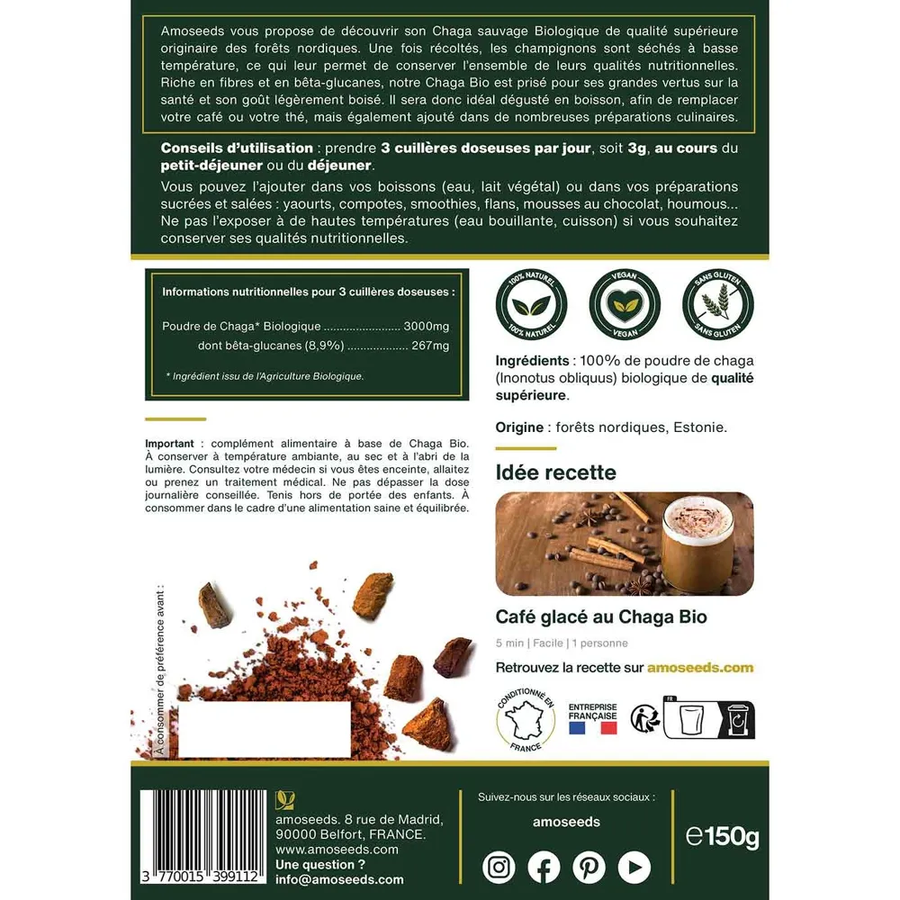 Pack Trio Champignons Adaptogènes Bio — Reishi + Chaga + Hericium | 3 × 150g | Certifié AB