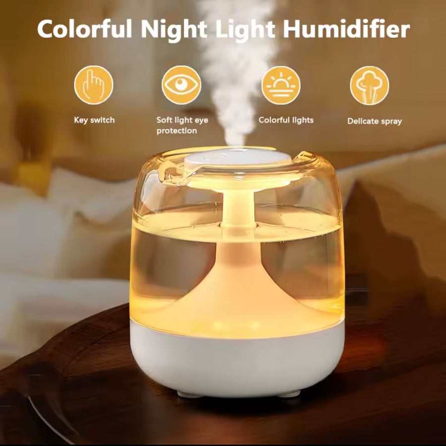 Humidificateur Diffuseur d'Arômes 650ml — Veilleuse LED 7 Couleurs