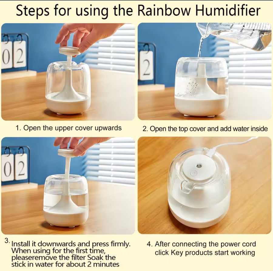 Humidificateur Diffuseur d'Arômes 650ml — Veilleuse LED 7 Couleurs