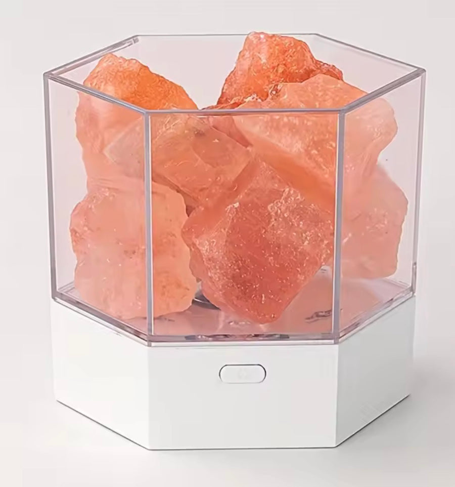 Lampe de Sel de l'Himalaya Cristal Naturel — Lumière Ambrée Apaisante