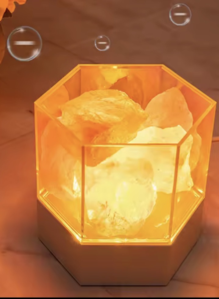 Lampe de Sel de l'Himalaya Cristal Naturel — Lumière Ambrée Apaisante