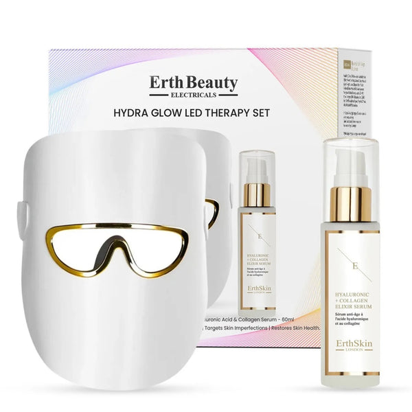 Coffret HYDRA GLOW masque LED thérapie visage et sérum acide hyaluronique