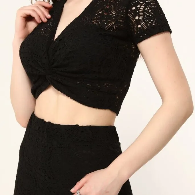 Ensemble Plage Nina Noir – Top & Pantalon Femme