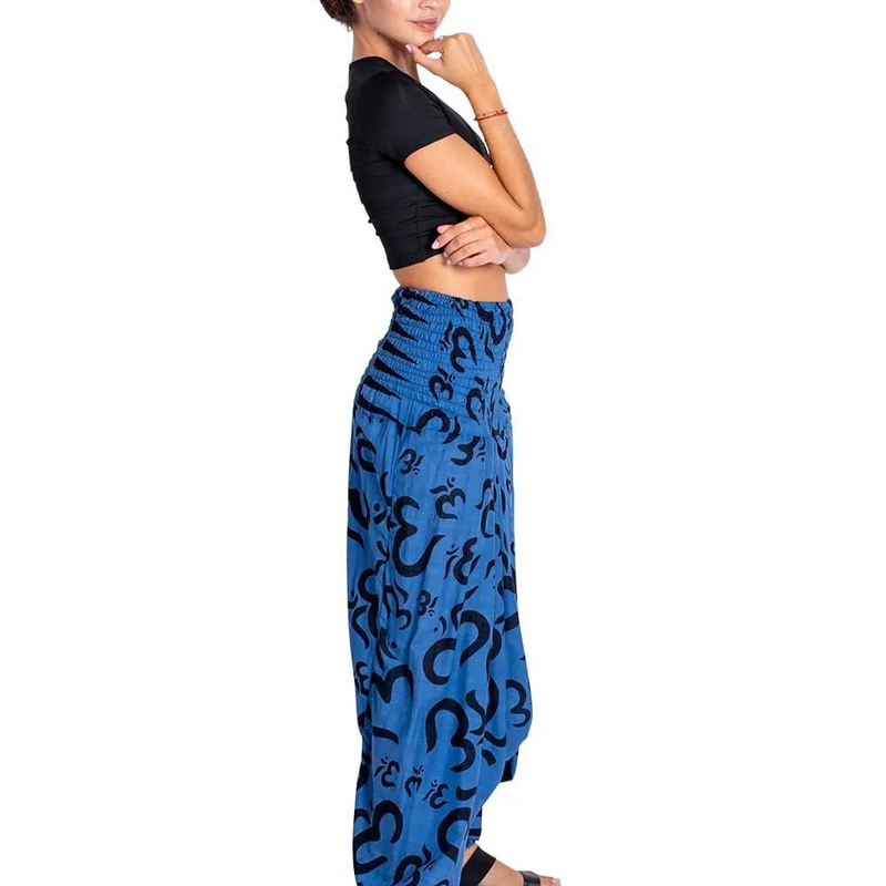 Pantalon Afghan Bleu Om – Confort, Yoga & Style Bohème