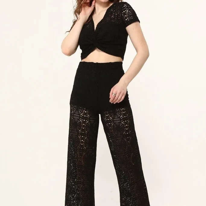 Ensemble Plage Nina Noir – Top & Pantalon Femme