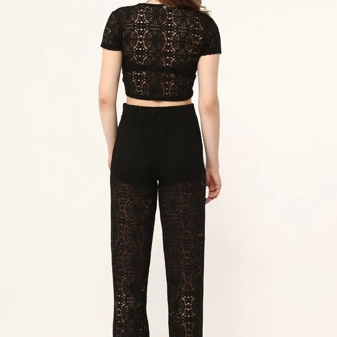 Ensemble Plage Nina Noir – Top & Pantalon Femme