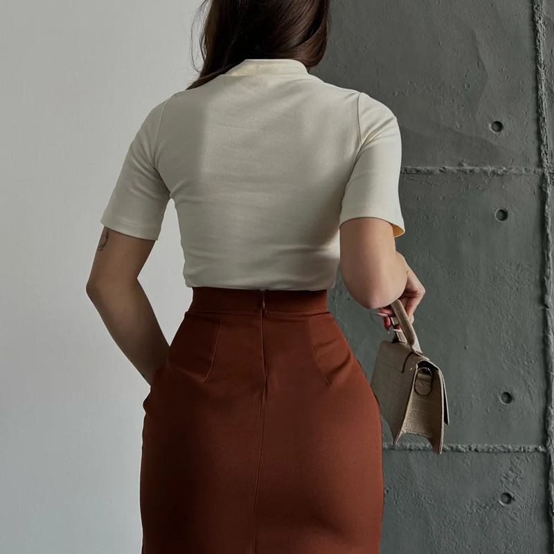 Jupe Cargo Marron Femme