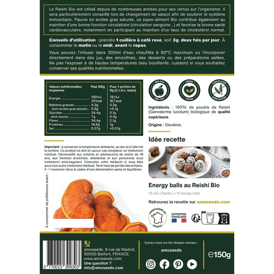 Pack Trio Champignons Adaptogènes Bio — Reishi + Chaga + Hericium | 3 × 150g | Certifié AB