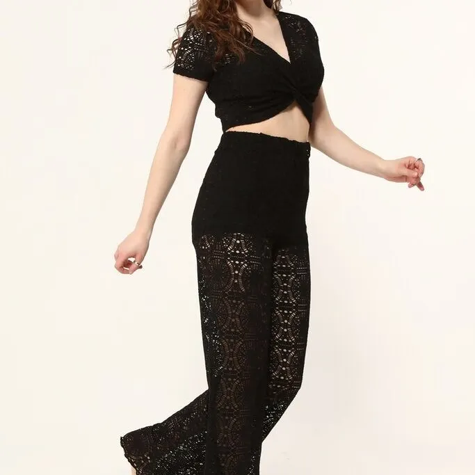 Ensemble Plage Nina Noir – Top & Pantalon Femme