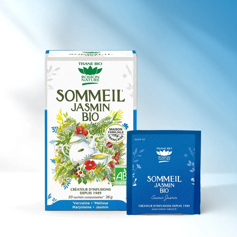 Tisane Sommeil Bio — Mélisse Verveine Marjolaine | 20 Sachets Compostables | Fabriqué en France