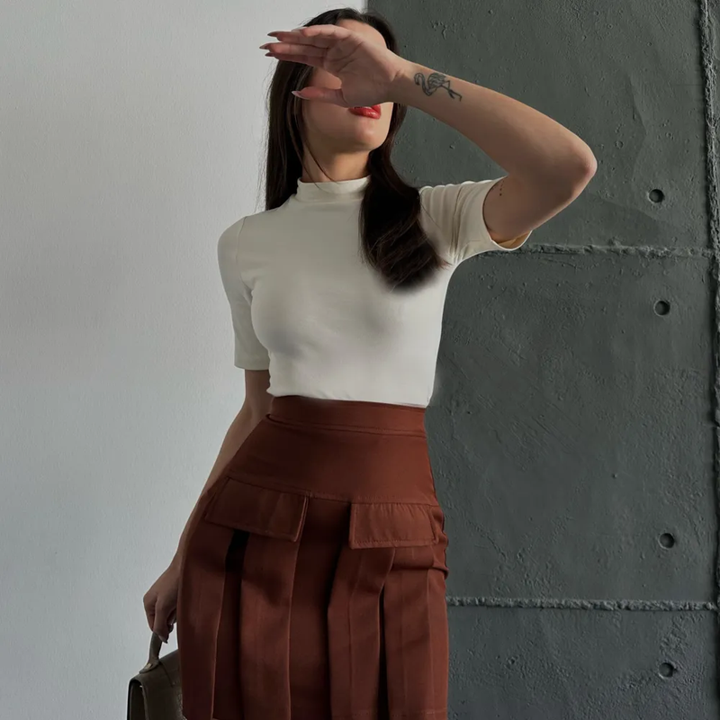 Jupe Cargo Marron Femme