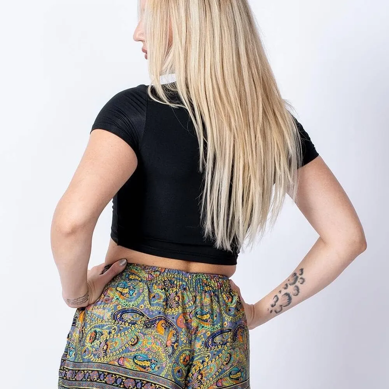 Short en Soie Imprimé Vert Femme – Léger & Confortable