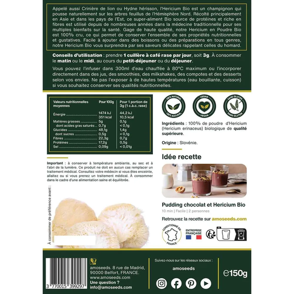 Pack Trio Champignons Adaptogènes Bio — Reishi + Chaga + Hericium | 3 × 150g | Certifié AB