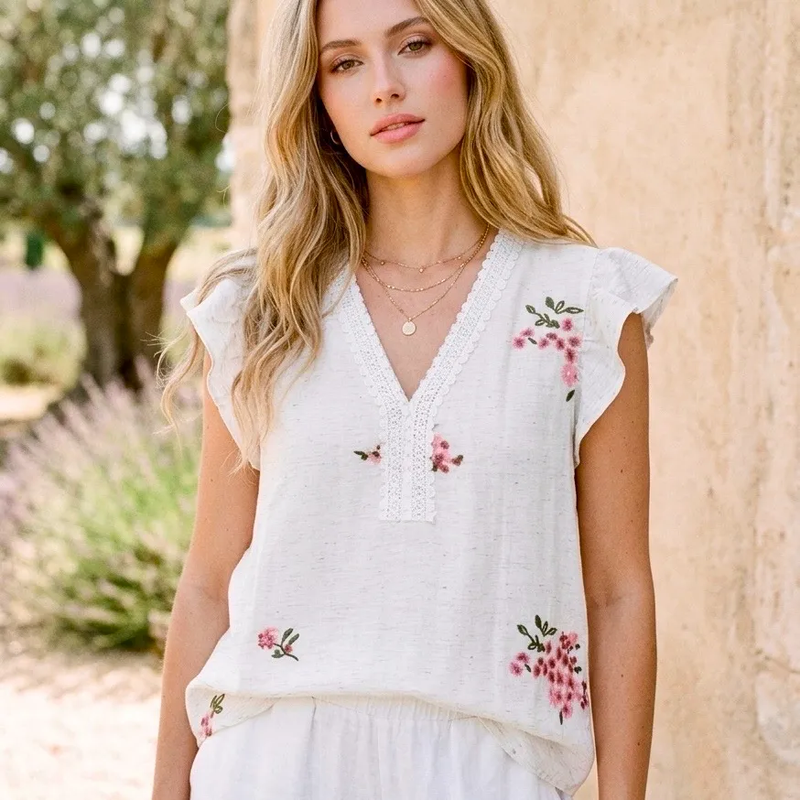 Blouse Brodé Fleuri  – Esprit Bohème Romantique
