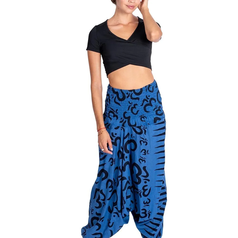 Pantalon Afghan Bleu Om – Confort, Yoga & Style Bohème