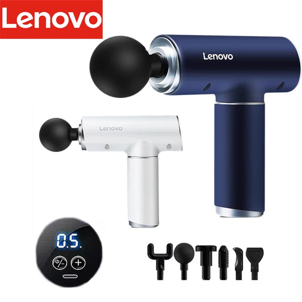 Mini Pistolet de Massage Professionnel Lenovo — 5 Vitesses & 6 Têtes