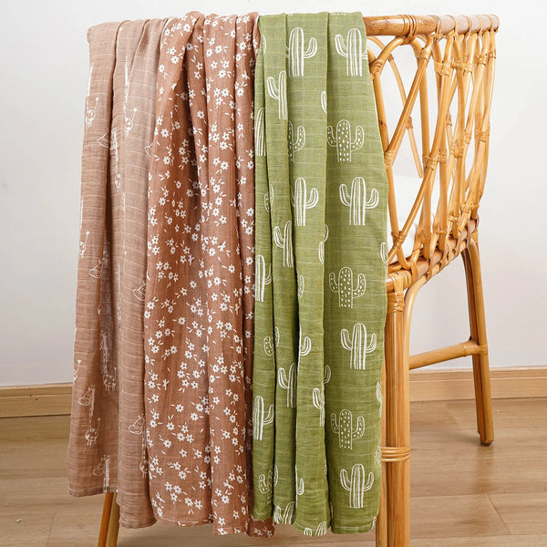 Couverture Mousseline Bambou & Coton — Double Couche, 120×110 cm